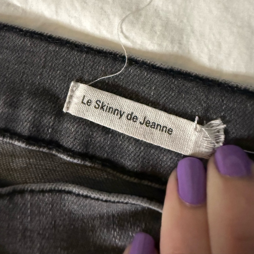 Frame Le Skinny de Jeanne Grey Distressed Low Rise Skinny Jeans 26 - Picture 5 of 13